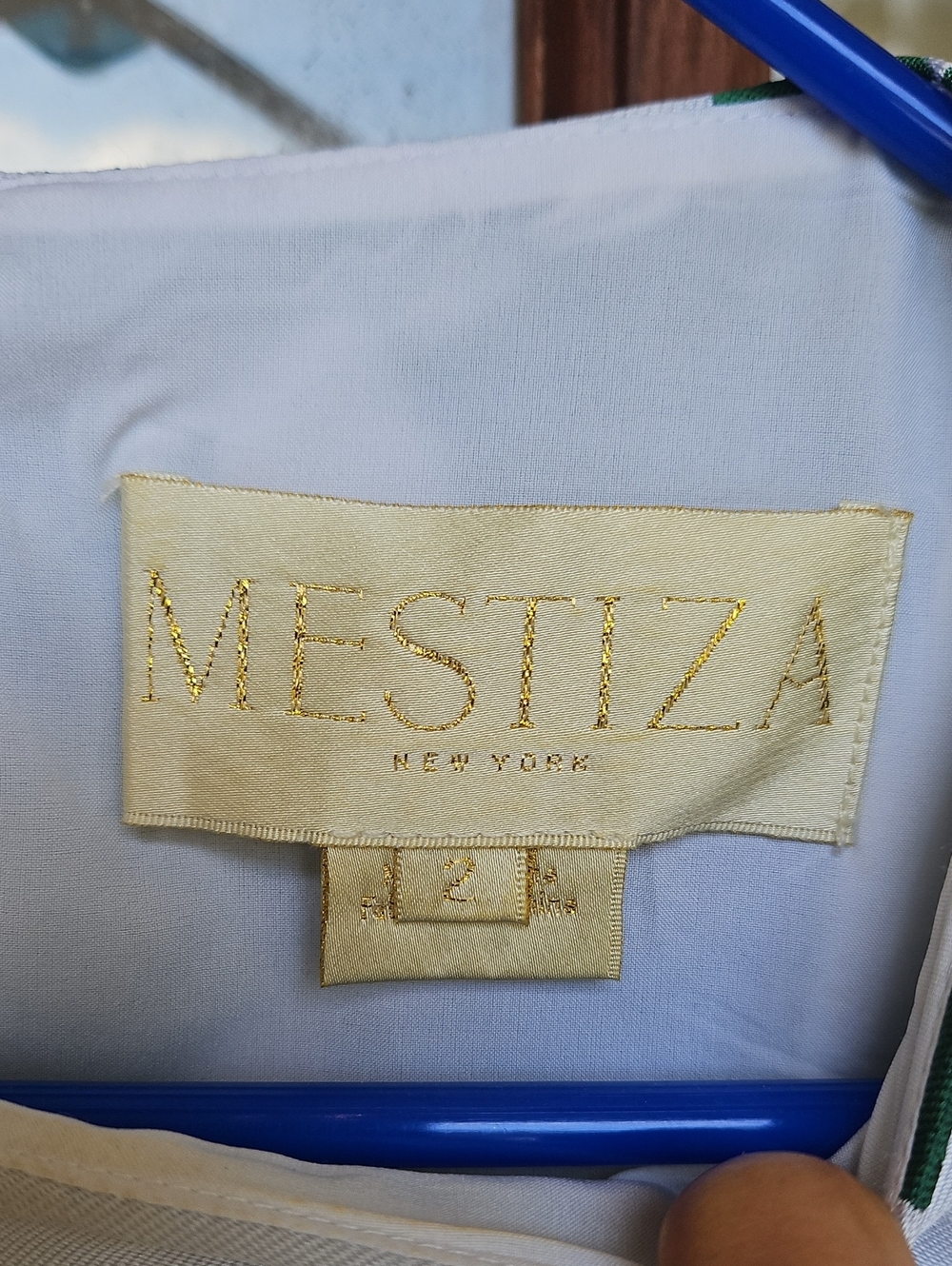 Mestiza White Sample Dress with Green Floral Print Fit And Flare With Pockets - Picture 2 of 6